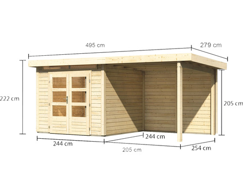 Holzgartenhaus mit Abmessungen für den Garten