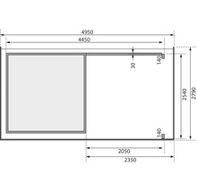 Grundriss eines Gartenhauses mit Maßangaben