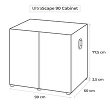 Technische Zeichnung eines UltraScape 90 Schranks mit Abmessungen