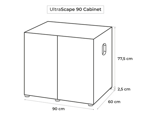 Technische Zeichnung eines UltraScape 90 Schranks mit Abmessungen