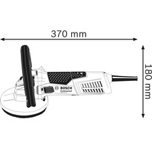 Abmessungen des Betonschleifers: 370 Millimeter Länge und 180 Millimeter Höhe