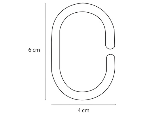 Duschvorhangring mit den Maßen sechs mal vier Zentimeter