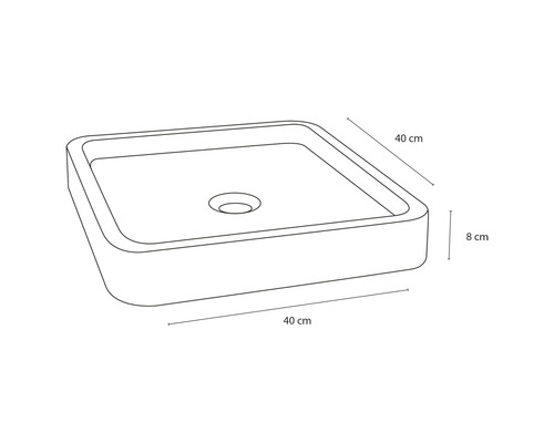 Waschtisch aus Keramik mit den Maßen 40 x 40 x 8 cm