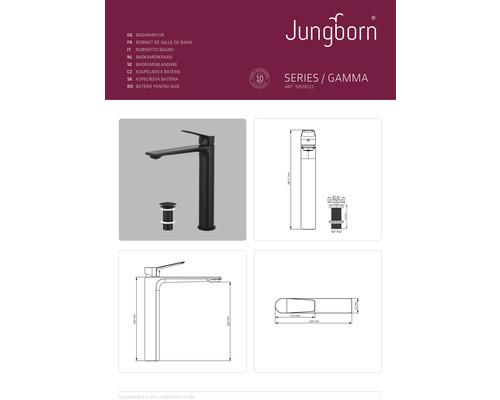 Jungborn Waschtischarmatur Serie Gamma Produktinformationen
