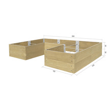 Hochbeet aus Holz mit Maßangaben