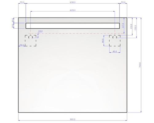 Technische Zeichnung mit Abmessungen