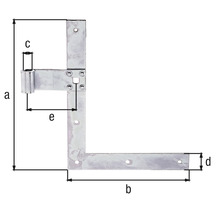Eckwinkel mit Maßen a, b, c, d und e