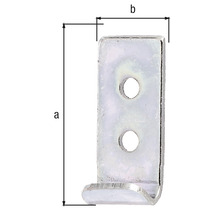 Metallhaken mit zwei Löchern und Maßangaben