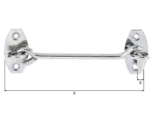 Türhaken mit Ösen zur Befestigung und Maßangaben