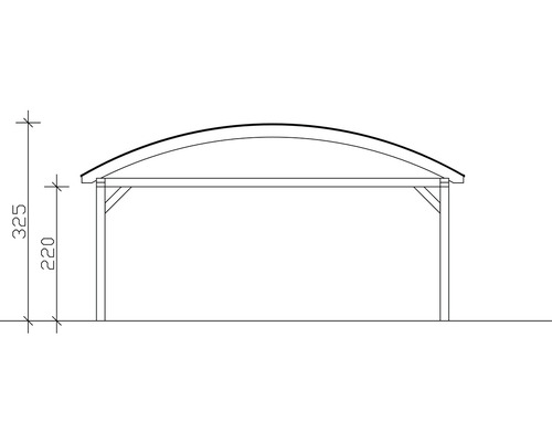 Zeichnung eines Carports mit Abmessungen