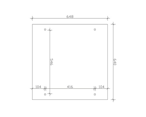 Technische Zeichnung mit Maßangaben 648 x 640 mm
