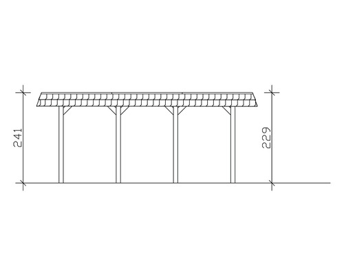 Technische Zeichnung eines Carports mit Maßangaben