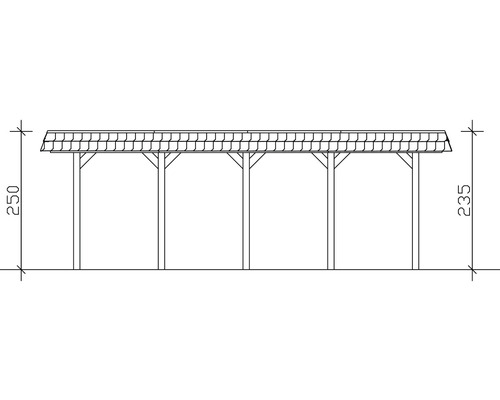 Technische Zeichnung eines Carports mit Maßen