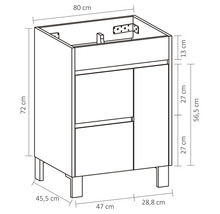 Waschbeckenunterschrank Differnz Sofi 72x80x46cm ohne Waschbecken Eiche-thumb-13
