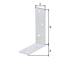 Winkelverbinder mit Löchern und Maßangaben a, b, c