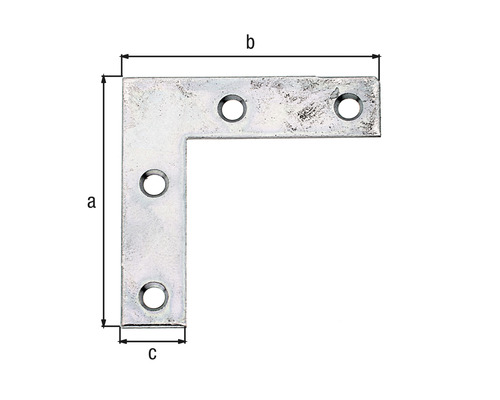 Winkelverbinder mit Abmessungen a, b und c zur Befestigung von Bauteilen