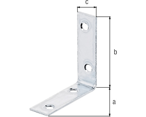 Winkelverbinder mit Abmessungen a, b und c
