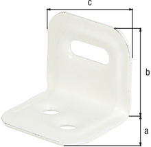 Winkelverbinder mit Maßangaben a, b und c zur Befestigung