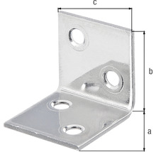 Winkelverbinder mit Löchern und Maßangaben a, b und c.