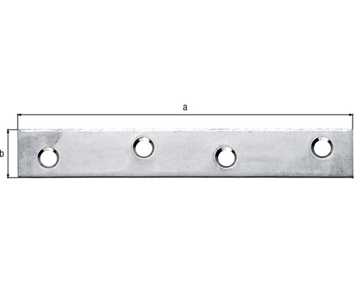 Metallverbinder mit vier Löchern und Maßangaben