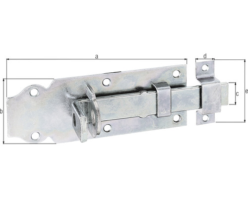 Metall Schubriegel mit Maßangaben