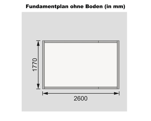 Fundamentplan ohne Boden mit Maßangaben