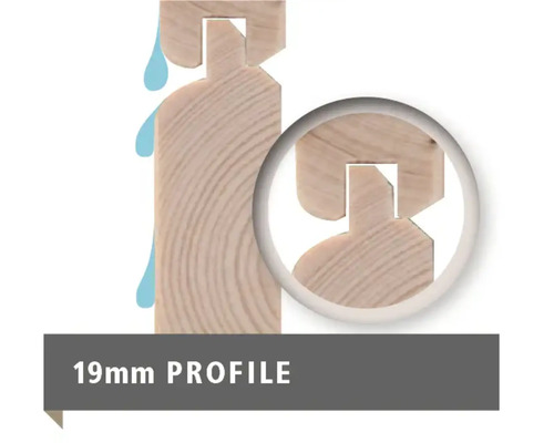 19 mm Profil einer Holzverkleidung mit Nut und Feder