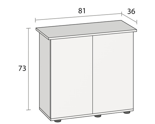 Schrank mit zwei Türen und den Maßen 81 x 36 x 73 cm.