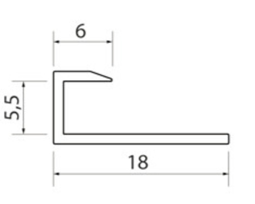 Technische Zeichnung eines Winkelprofils mit Maßangaben