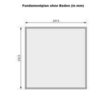 Fundamentplan ohne Boden mit den Maßen 2415 mal 2415 Millimeter