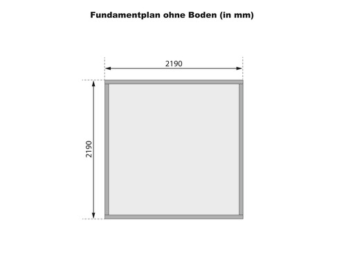 Fundamentplan ohne Boden, Maße 2190 mm