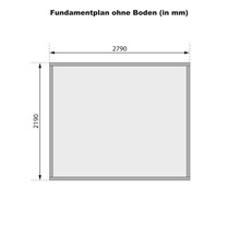 Fundamentplan ohne Boden mit den Maßen 2790 mal 2190 Millimeter