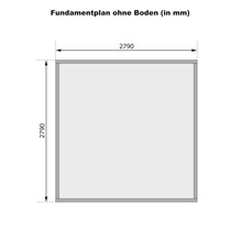 Fundamentplan ohne Boden mit den Maßen 2790 mal 2790 Millimeter