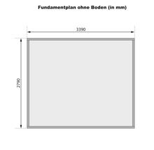Fundamentplan ohne Boden mit Maßangaben in Millimeter