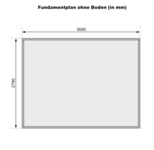 Fundamentplan mit Maßangaben 3690 Millimeter mal 2790 Millimeter ohne Boden