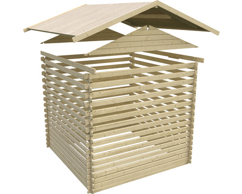 Holzunterstand mit Dachkonstruktion