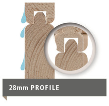 28 mm Blockbohlenprofil mit Nut- und Federverbindung
