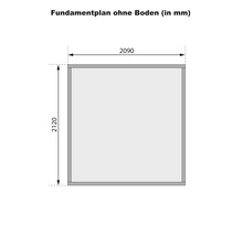 Fundamentplan ohne Boden mit den Maßen 2090 Millimeter mal 2120 Millimeter