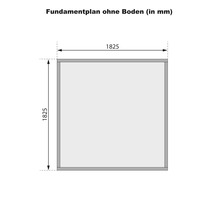 Fundamentplan ohne Boden mit den Maßen 1825 mal 1825 Millimeter