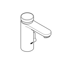 Zeichnung eines einzelnen Wasserhahns für ein Waschbecken.