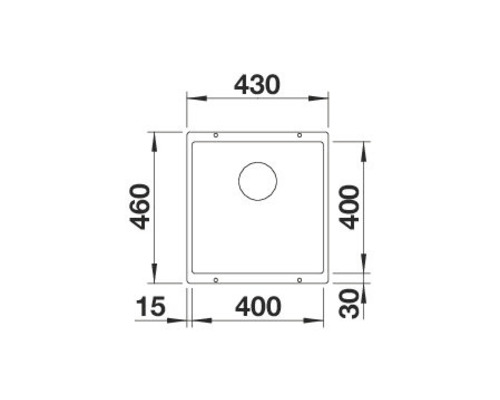 Technische Zeichnung eines Spülbeckens mit Maßangaben