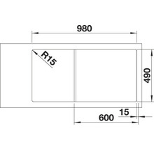 Spüle Blanco Axia III 6 S links 510x1000 mm mit Glasschneidbrett vulkangrau