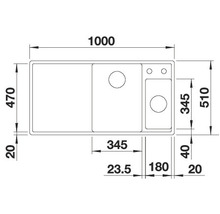 Spüle Blanco Axia III 6 S links 510x1000 mm mit Glasschneidbrett vulkangrau