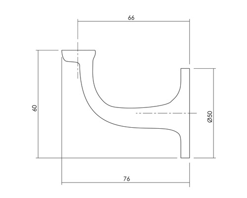 Technische Zeichnung eines Möbelgriffs mit Maßangaben