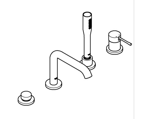 Skizze einer Badewannenarmatur mit Brause