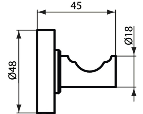 Technische Zeichnung eines Wandhalters mit Maßangaben