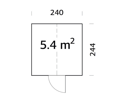 Grundriss mit einer Fläche von 5,4 Quadratmetern und Abmessungen von 240 mal 244 Zentimetern