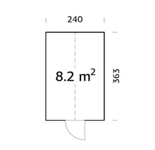 Grundriss mit den Maßen 240 mal 363 Zentimeter und einer Fläche von 8.2 Quadratmetern