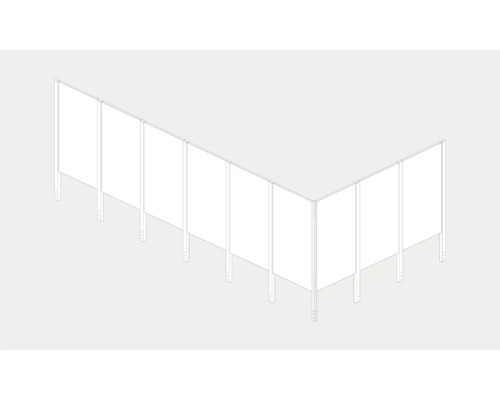 Illustration eines Stellwandsystems in L-Form zur Raumteilung