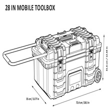 Mobile Werkzeugkiste mit den Maßen 72,4 cm x 35 cm x 31,6 cm